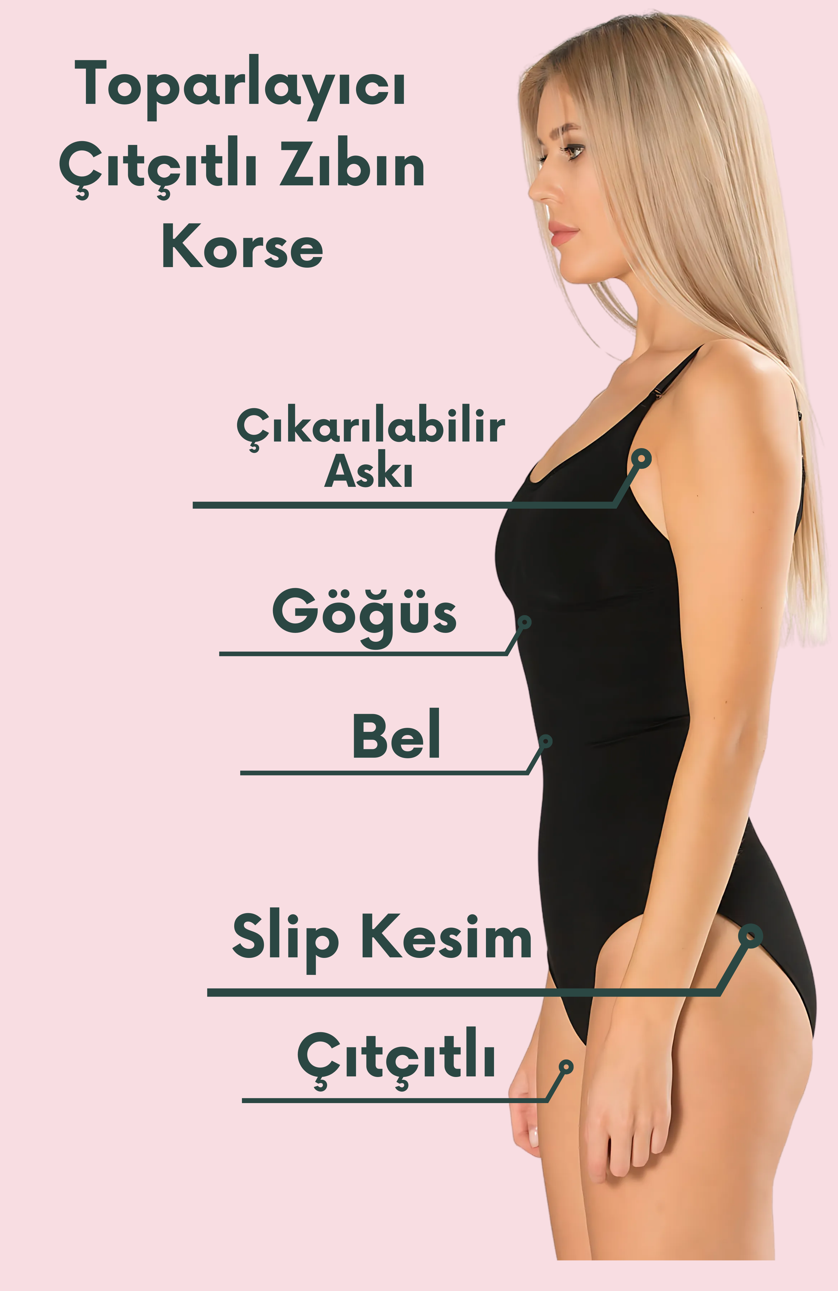 Siyah Slip Zıbın Korse Body Atlet