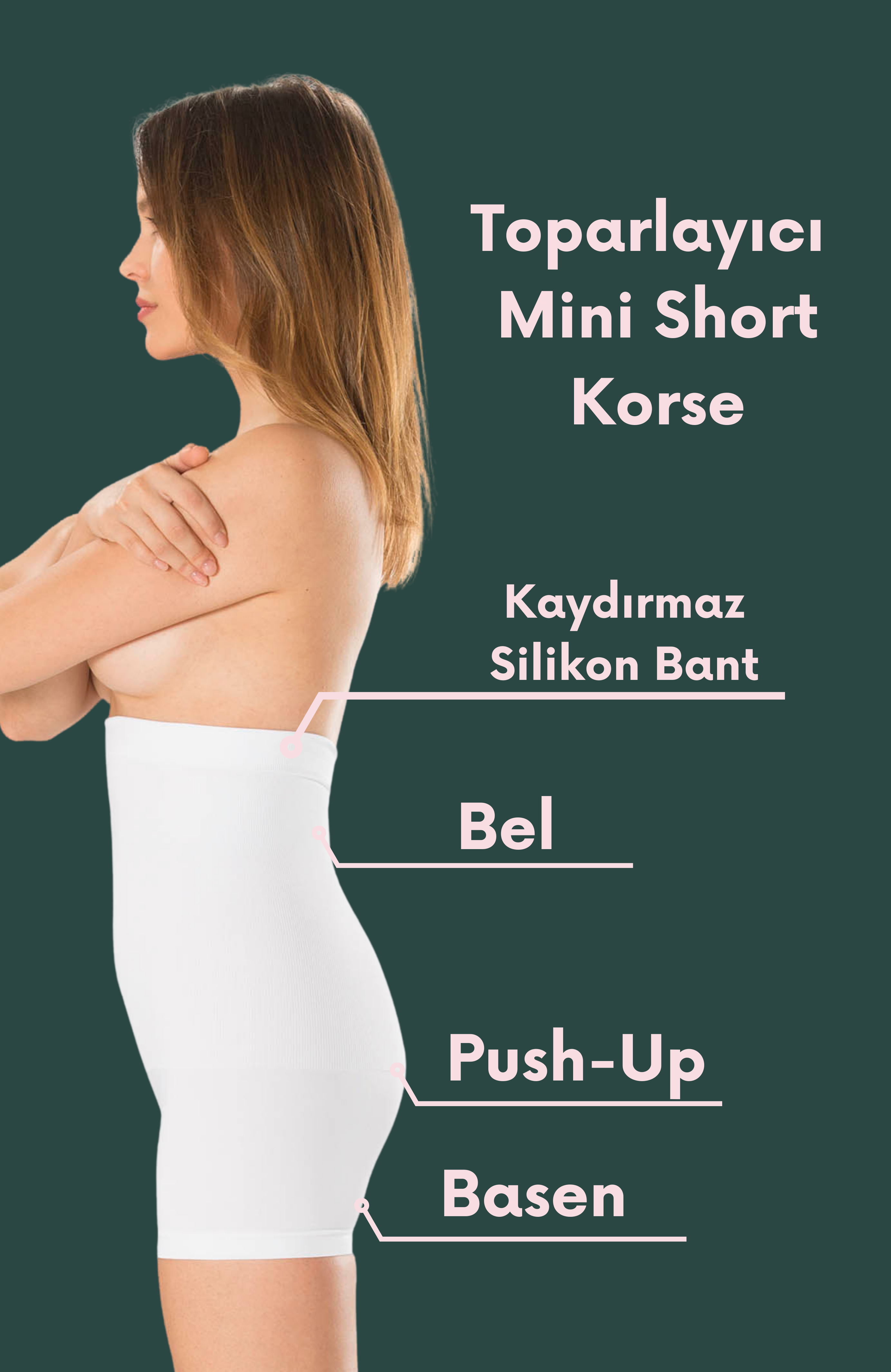 Beyaz Mini Boxer/Şort Korse Ekstra Yüksek Bel