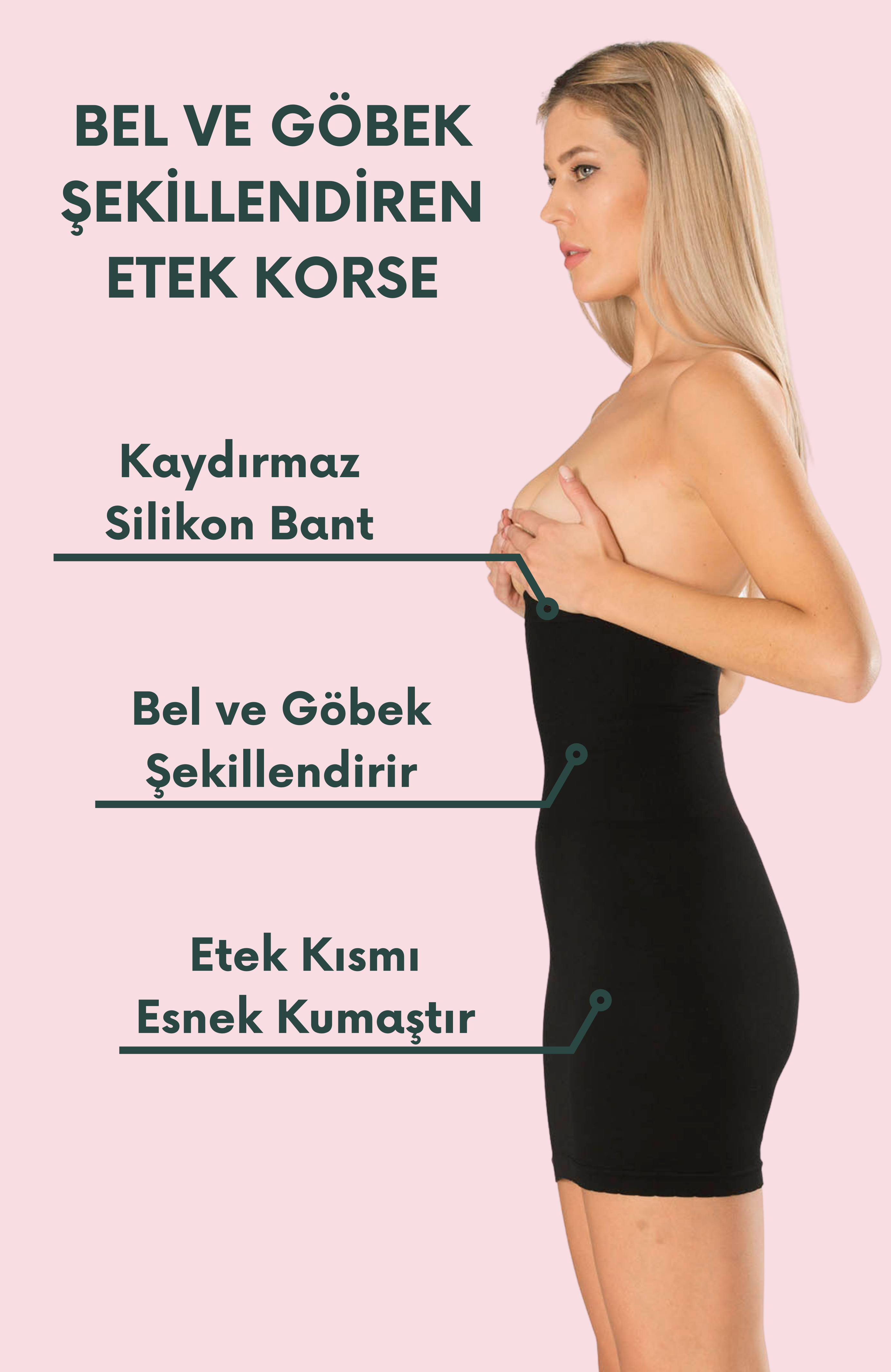 Siyah Etek Korse Yüksek Bel