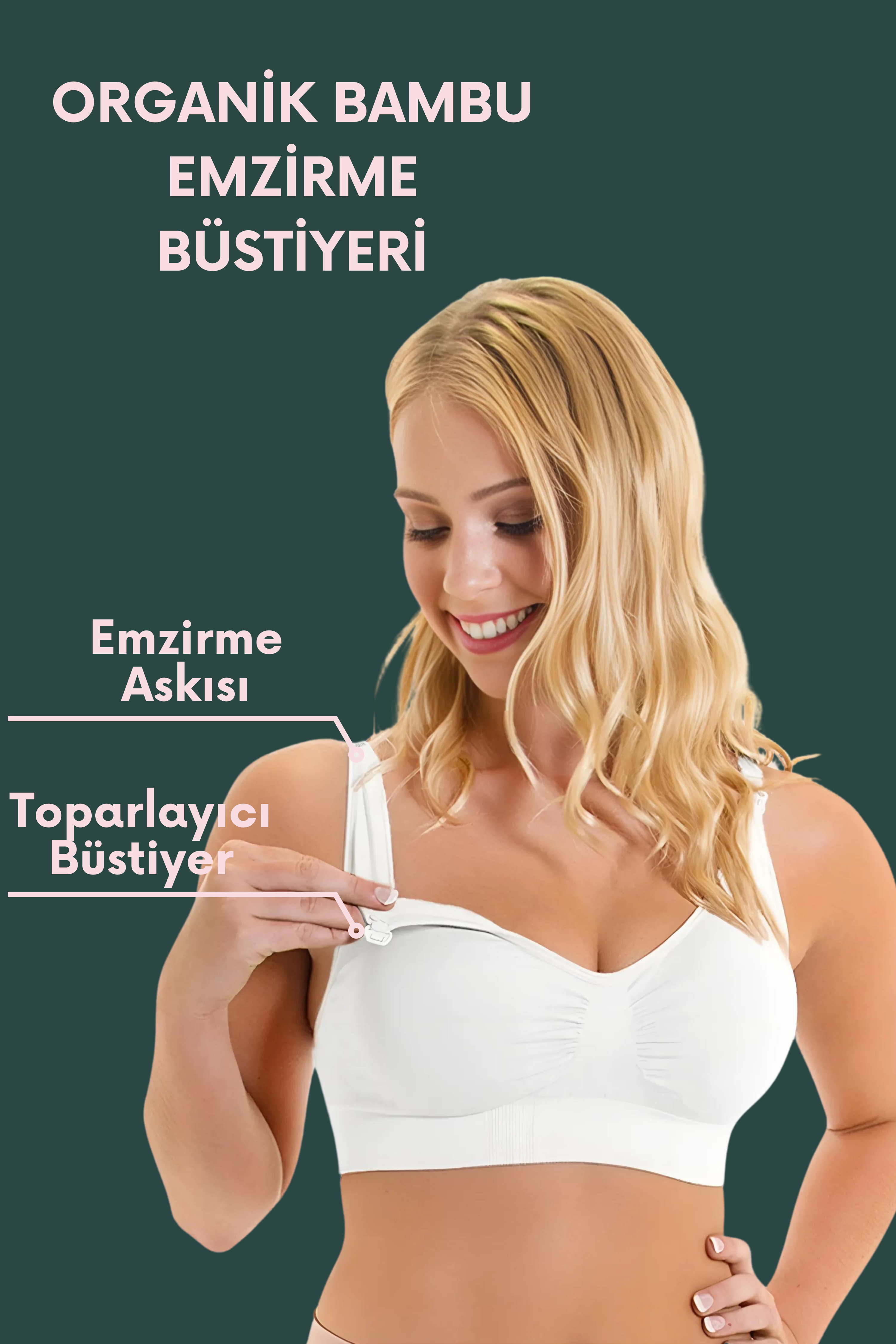 Beyaz Emzirme Büstiyer Sütyen Bambu Kumaş