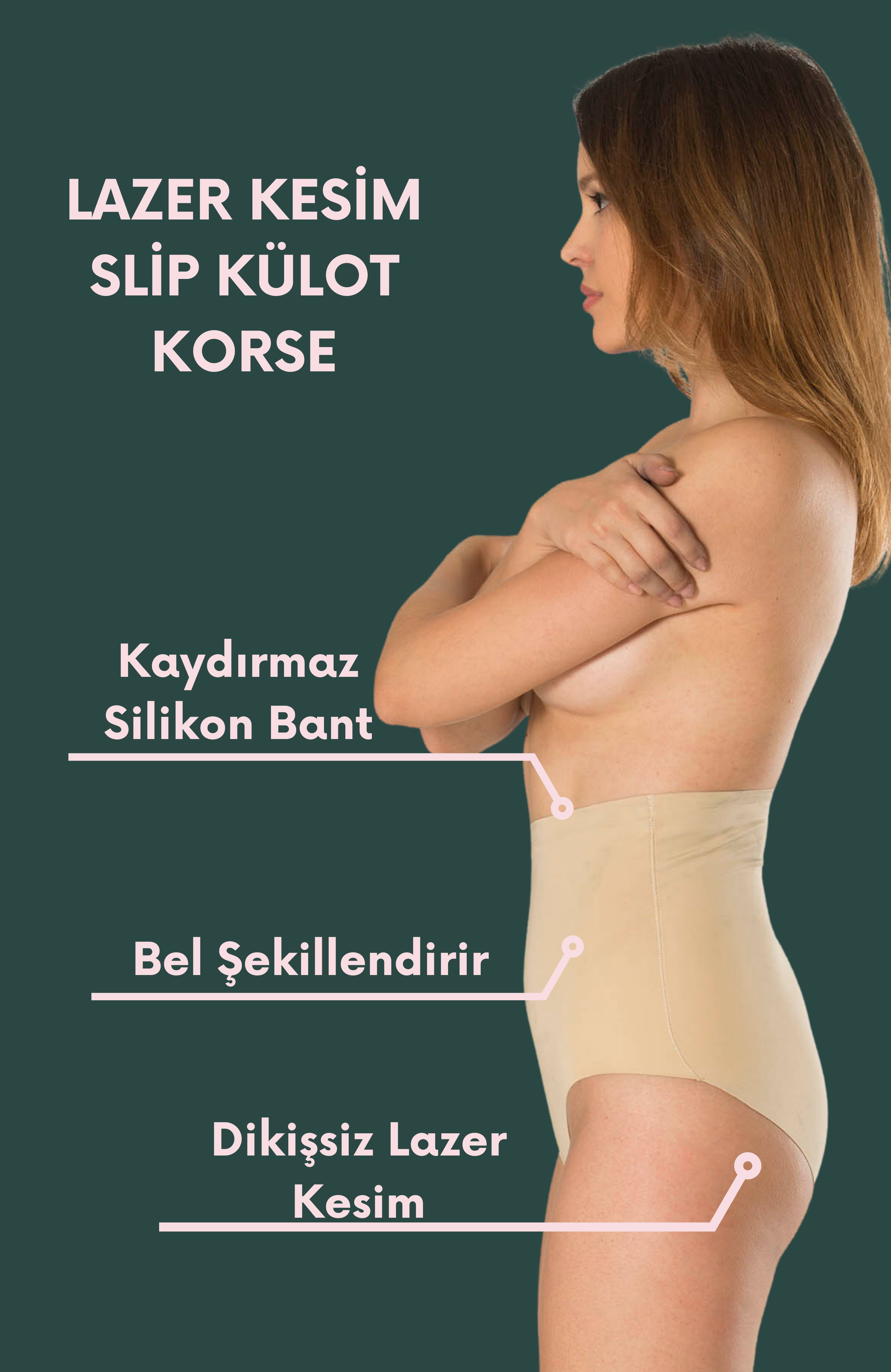 Ten Slip Külot Korse Lazer Kesim